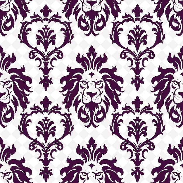 PSD damask pattern with kind of lion icon and ornate lines with abstract natural pattern vector design