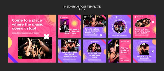 PSD dance party instagram posts collection