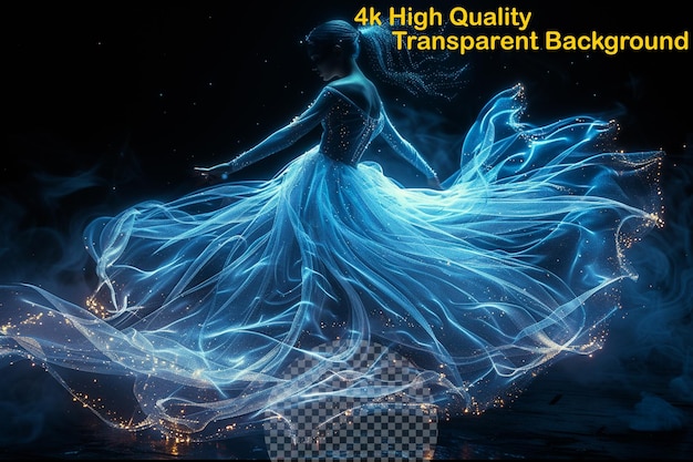 PSD dance with light in a glowing ethereal ballet illuminating the scene on transparent background