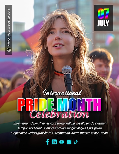 PSD dancing with pride pride month dance party flyer