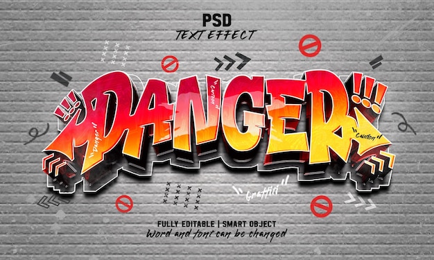 Danger graffiti style editable text effect