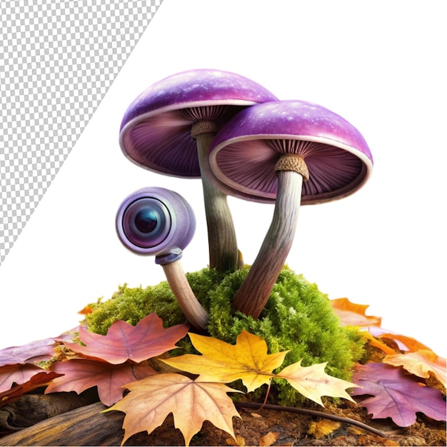 PSD dangerous mushroom illustration of webcam fungi isolated on transparent background