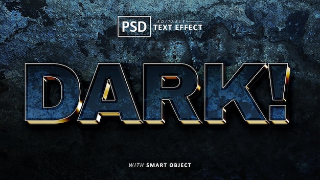 Dark 3d text effect editable