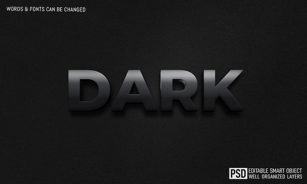 Dark 3d text style effect template