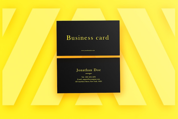 Dark black yellow  business card mockup scene