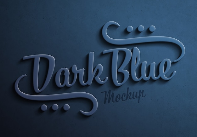 Dark Blue 3d text effect with shadow Mockup