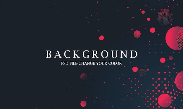 PSD dark blue background with red dots and circles on the right side