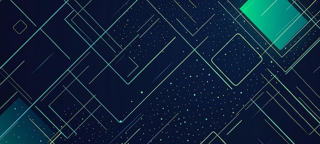 A dark blue background with teal and green geometric pattern simple vector line art style