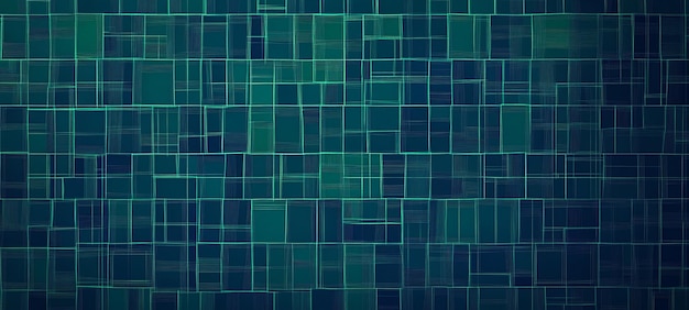 A dark blue background with teal and green geometric pattern simple vector line art style