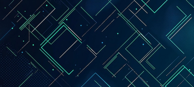 PSD a dark blue background with teal and green geometric pattern simple vector line art style