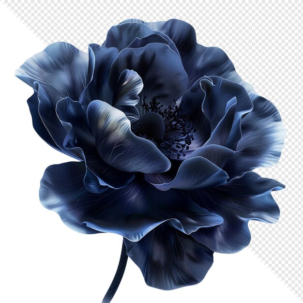 PSD dark blue flower with delicate petals