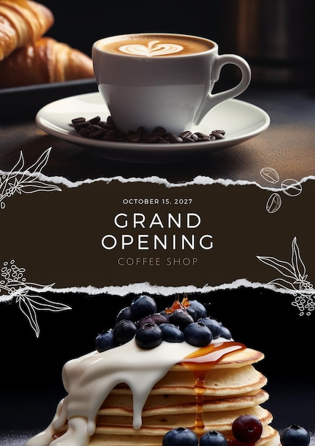 Dark Brown Torn Paper Elegant Grand Opening Restaurant Flyer 1