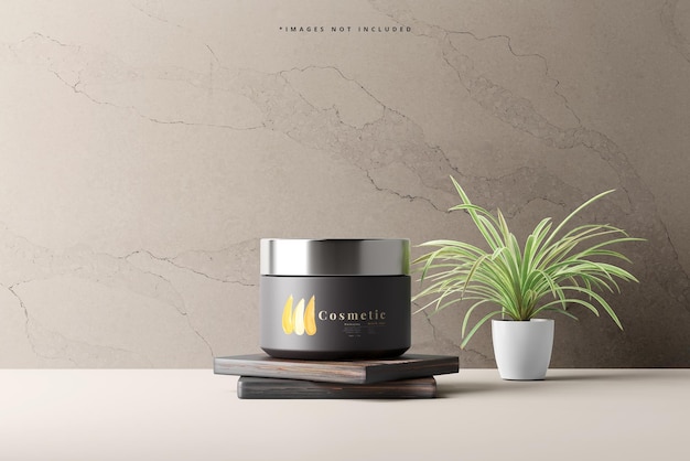 Dark Color Plastic Jar Mockup