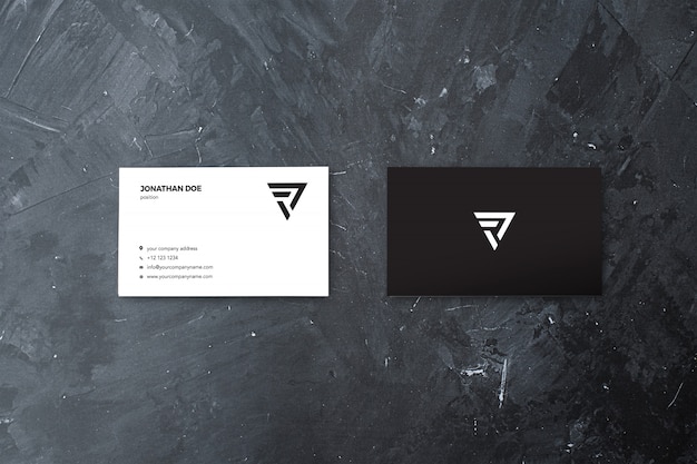 PSD dark concrete two businesscard mockup