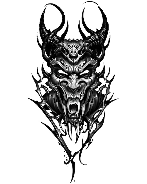 PSD dark demon tattoo design