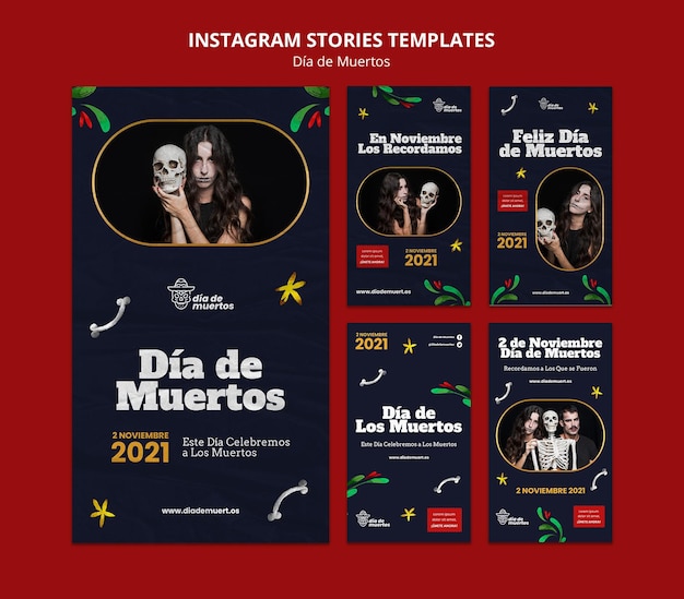 Dark dia de muertos ig stories set