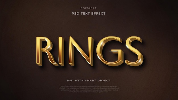 Dark Gold Rings Realistic Editable Text Effect