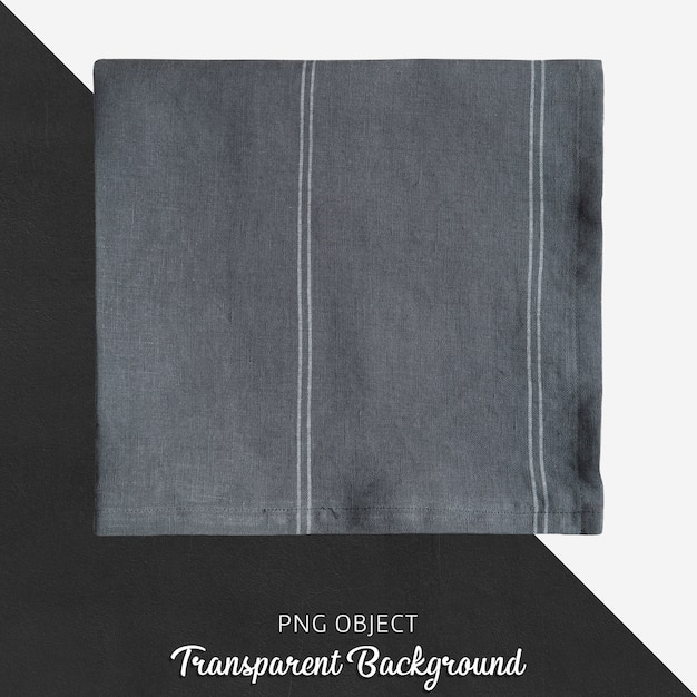 Dark gray, satin, fabric handkerchief on transparent background