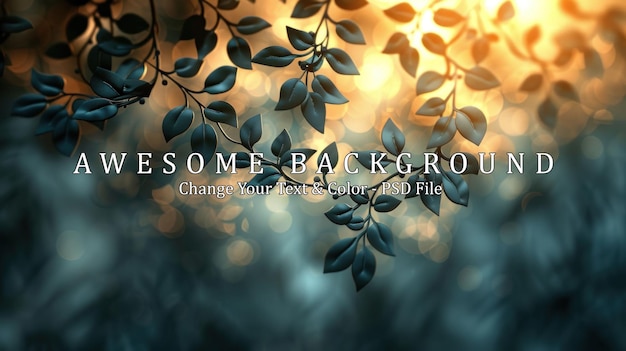 PSD dark green leaves silhouetted against a blurry background