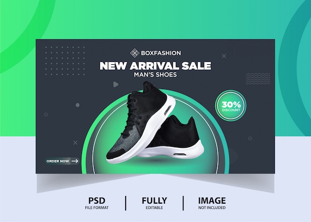 Dark Grey color Sport Shoes Product Web Banner Design