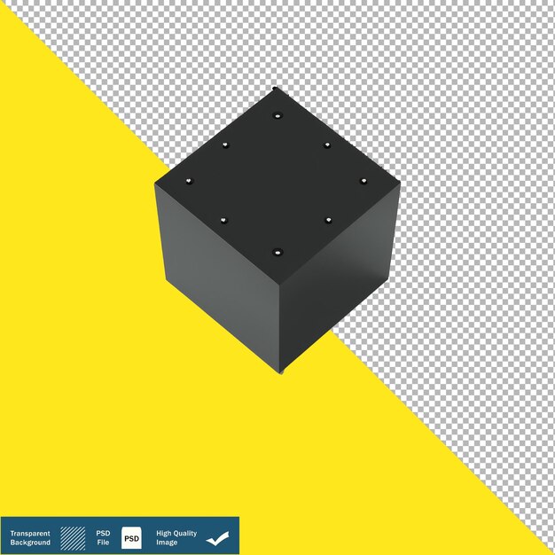 Dark Grey Tungsten Cube Isometric View Transparent Background PNG PSD