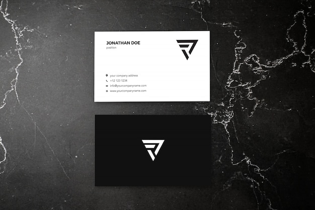 Dark Marble Vertical Businesscard Mockup