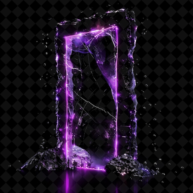 Dark Matter Gate With Cosmic Rays and Indigo Particles Made PNG Y2K Shape Neon Color Collection