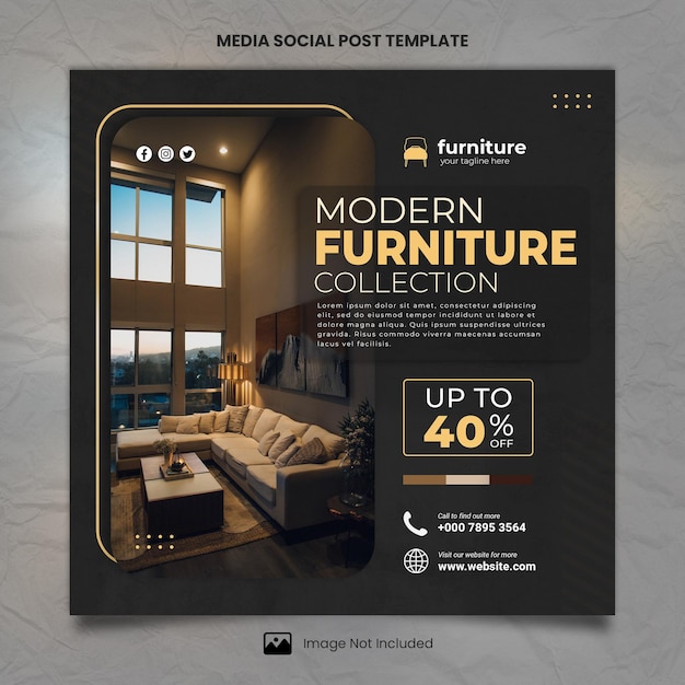 Dark Modern Furniture Collection Media Social Post Template