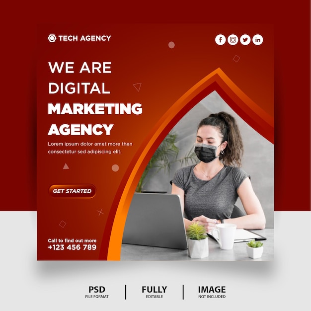 Dark Red Gradient Digital Marketing Social Media Post Instagram Banner