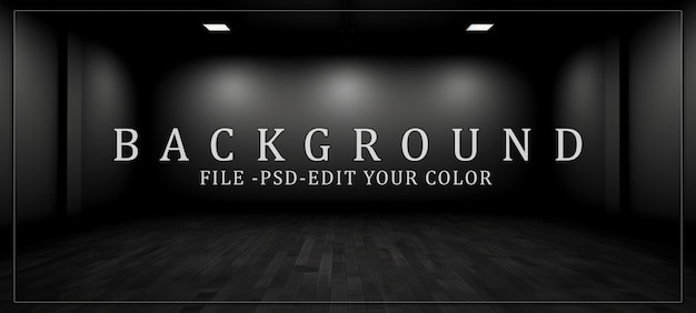 PSD dark room with wooden floor and ceiling lights