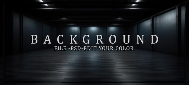 PSD dark room with wooden floor and lights