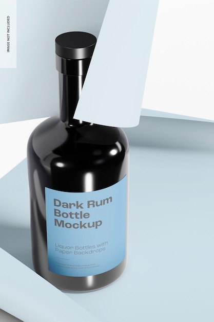 Dark Rum Bottle with Paper Backdrop Mockup Perspective