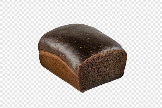 Dark rye bread loaf isolated on a transparent background