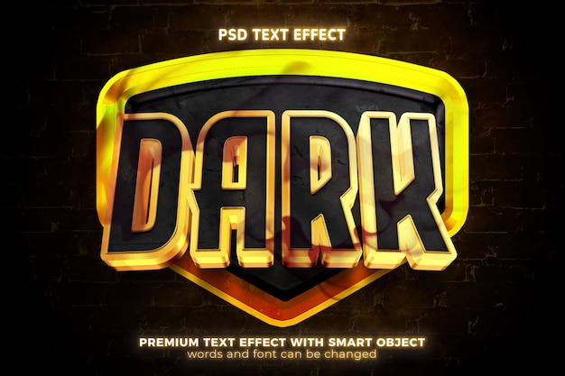 Dark squad esport logo mock up template 3d editable text effect style