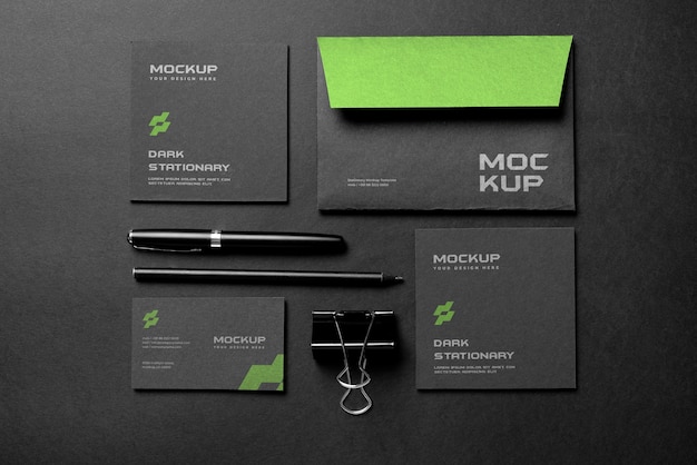 Dark stationery set mockup