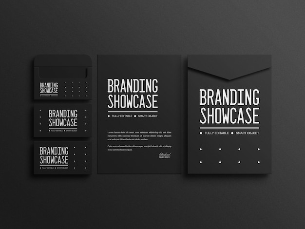 Dark stationery set mockup