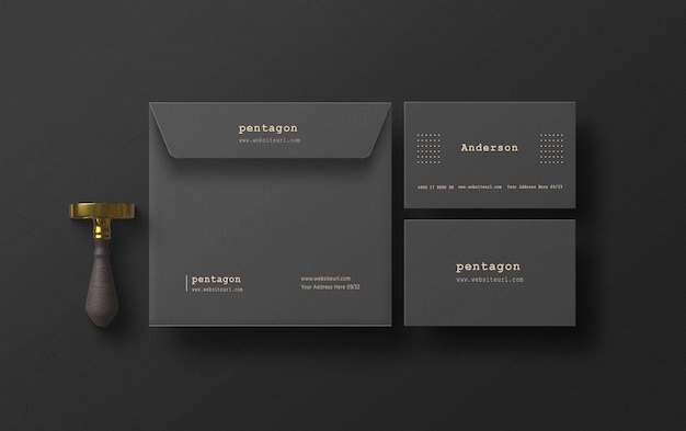 Dark Stationery Set Mockup