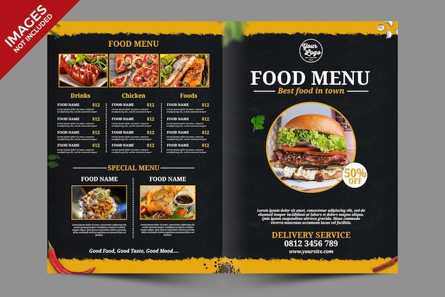 Dark Vintage Food and Beverages Menu  Best for Restaurant Promotion Premium PSD Template