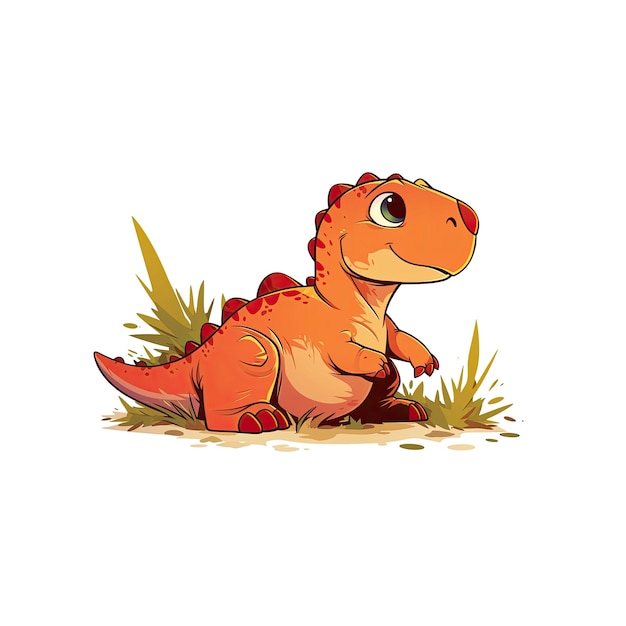 Darling Baby Dinosaur Cartoon Against Cartoon Illustration