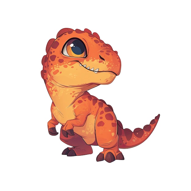 Darling Baby Dinosaur Cartoon Against Cartoon Illustration