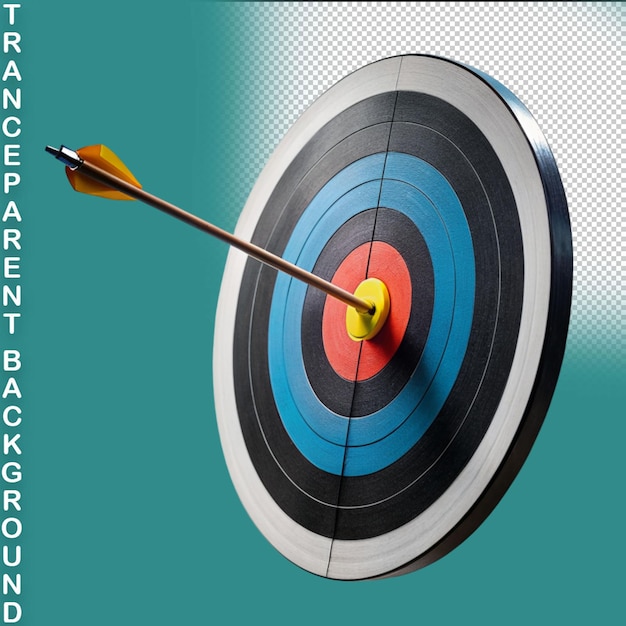 dart hitting a target on the center isolated on transparent background