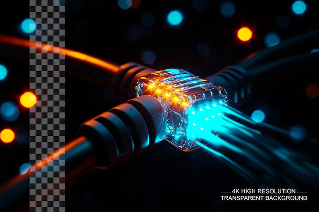 Data Cable Glow Transferring info with light on transparent background