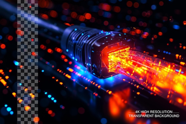 Data Cable Glow Transferring info with light on transparent background