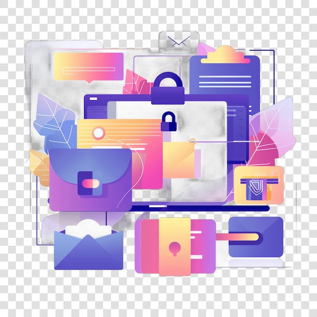 Data privacy abstract concept realistic photo isolated on transparent background