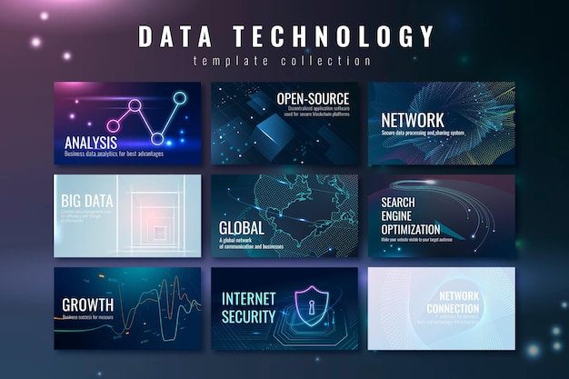 Data technology banner template psd set