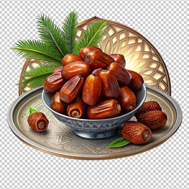 PSD dates in a bowl on a transparent background