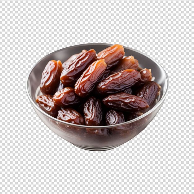 Dates in a bowl on a transparent background