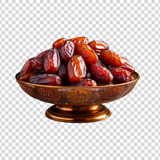 Dates in a bowl on a transparent background