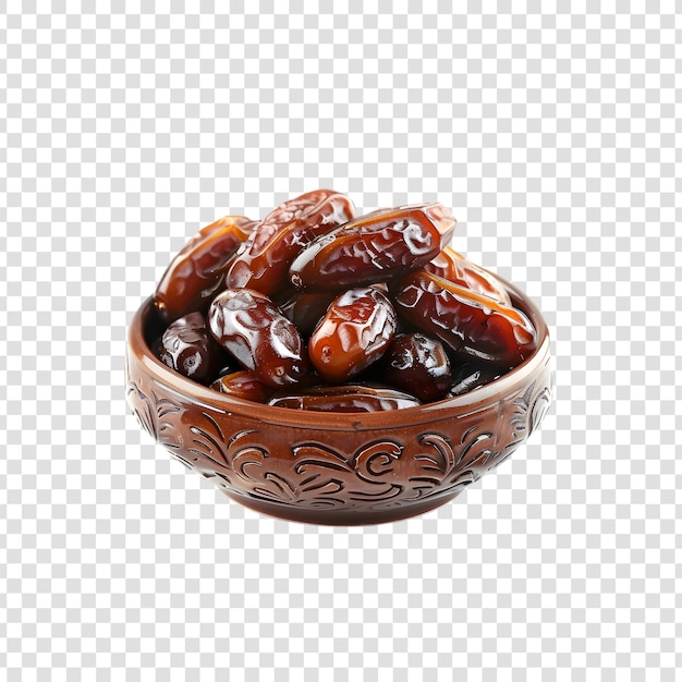 PSD dates in a bowl on a transparent background