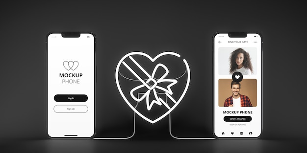 Dating app concept with smartphone mockup